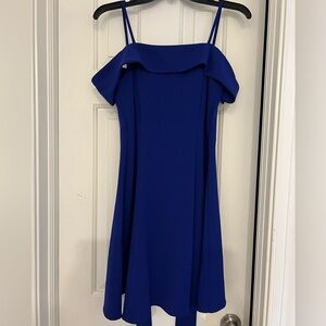 Morgan & Co. Vibrant Blue Off the Shoulder Dress